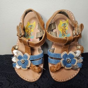 Rachel shoes sandals brown denim flower todlers size 5c